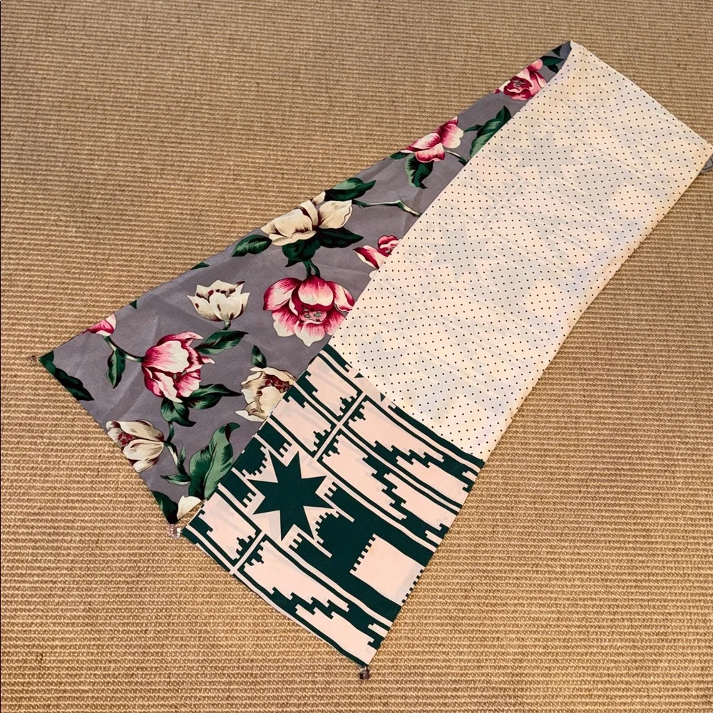 Handmade Long Silk Scarf by Earthly Possessions- w/3 Fabrics